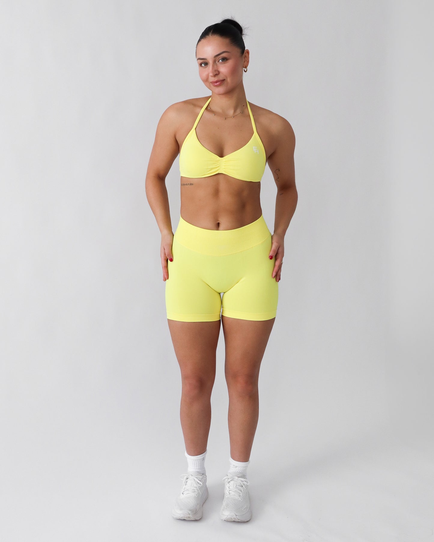 Ascend Halter Sports Bra - Lemon