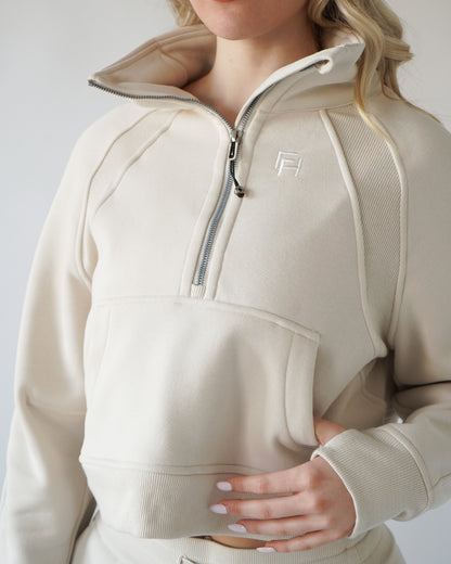 Lounge Half-Zip Sweatshirt - Cream