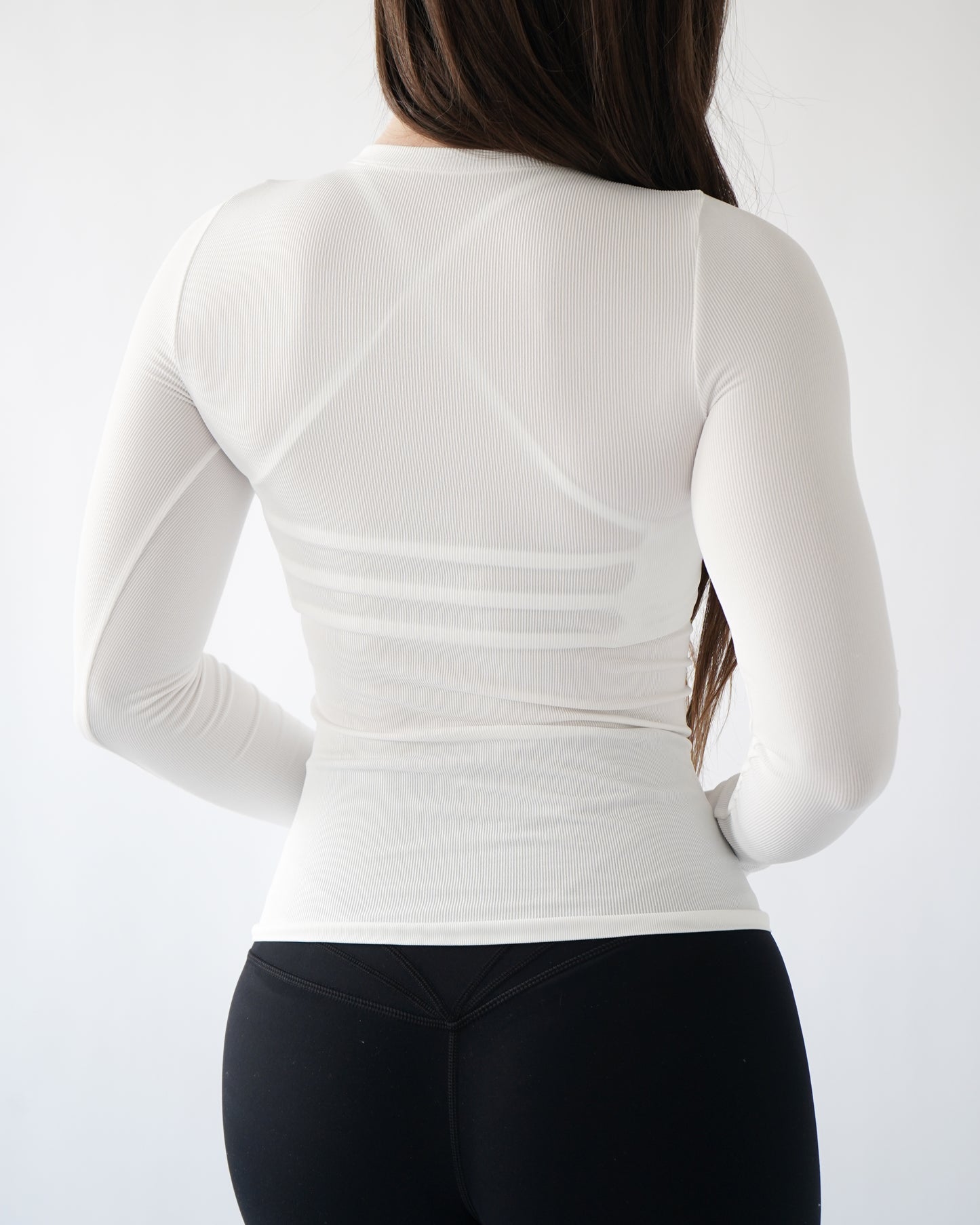 Ribbed Seamless Long Sleeve - White