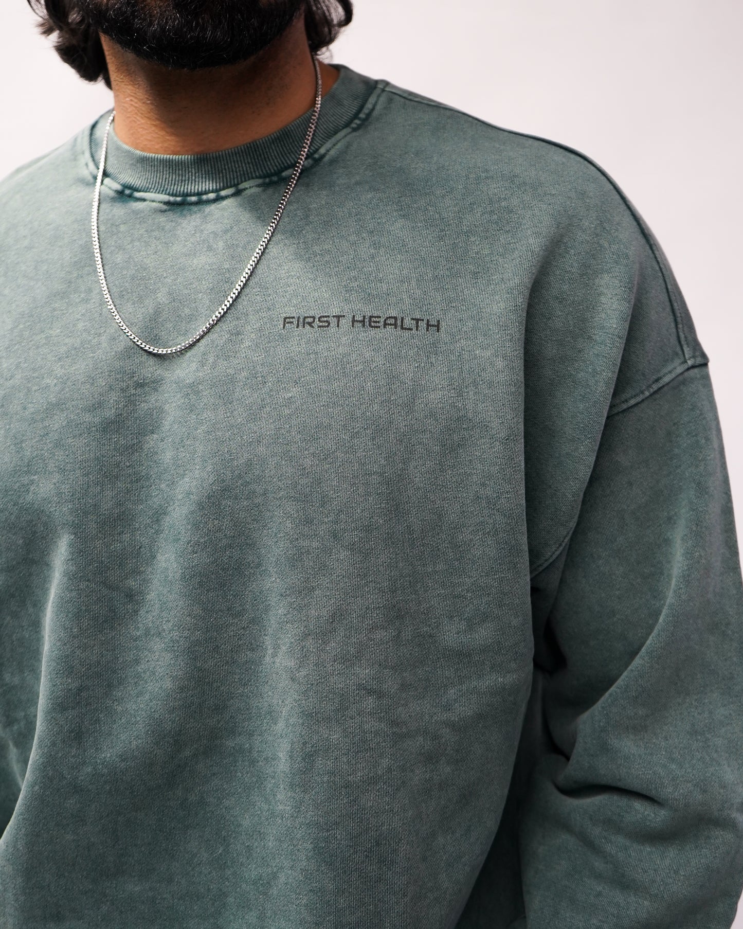 Acid Wash Crew Neck - Pine