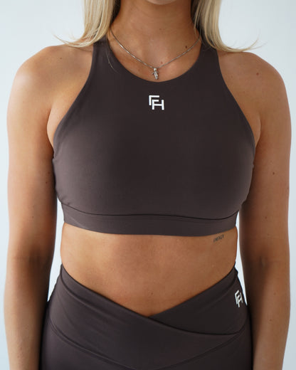 Everyday High-Neck Sports Bra - Wood