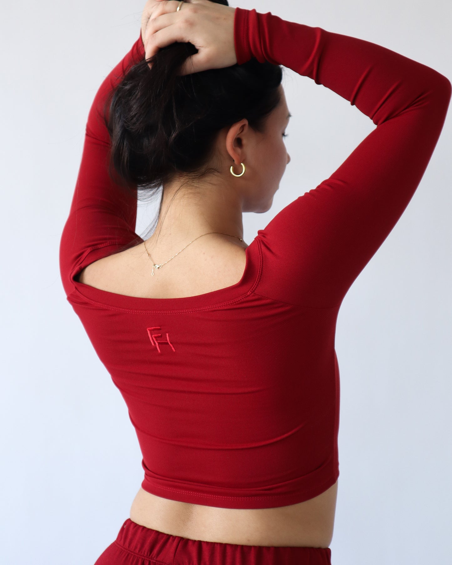 Essential Ribbed Boatneck Longsleeve - Ruby