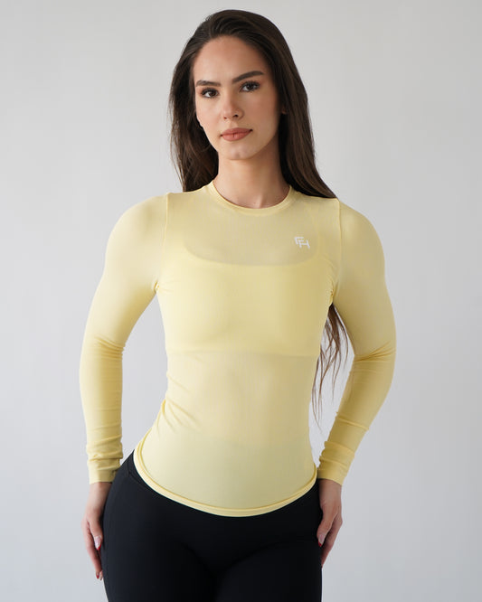 Ribbed Seamless Long Sleeve - Buttercup