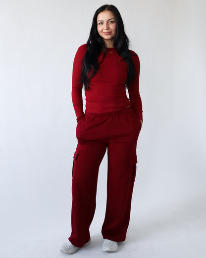 Essential Ribbed Longsleeve - Ruby