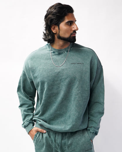 Acid Wash Crew Neck - Pine