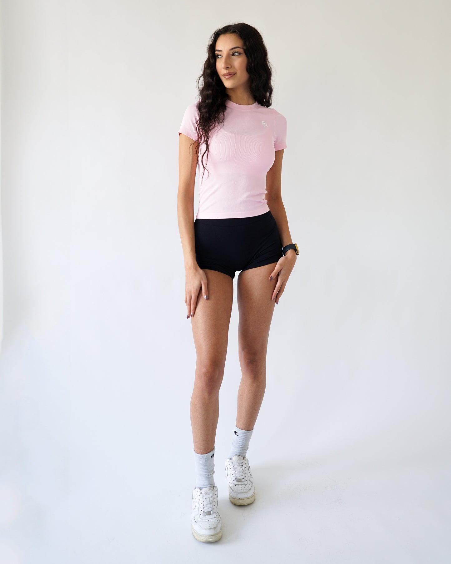 Ribbed Seamless T-Shirt- Strawberry