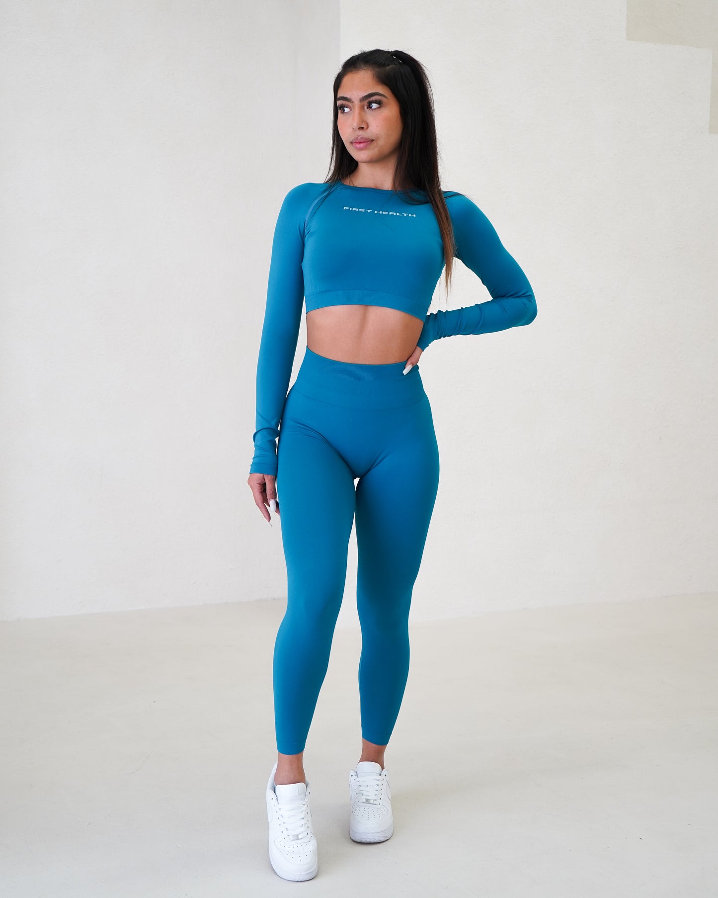 Enhance Cropped Long Sleeve - Azure