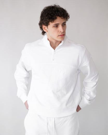 Essential Quarter Zip - White