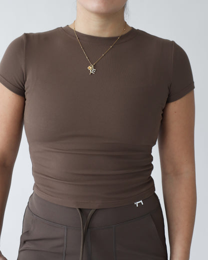 Essential Ribbed Baby Tee - Espresso