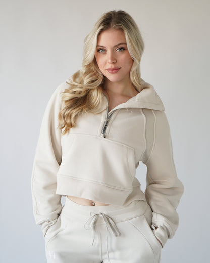 Lounge Half-Zip Sweatshirt - Cream