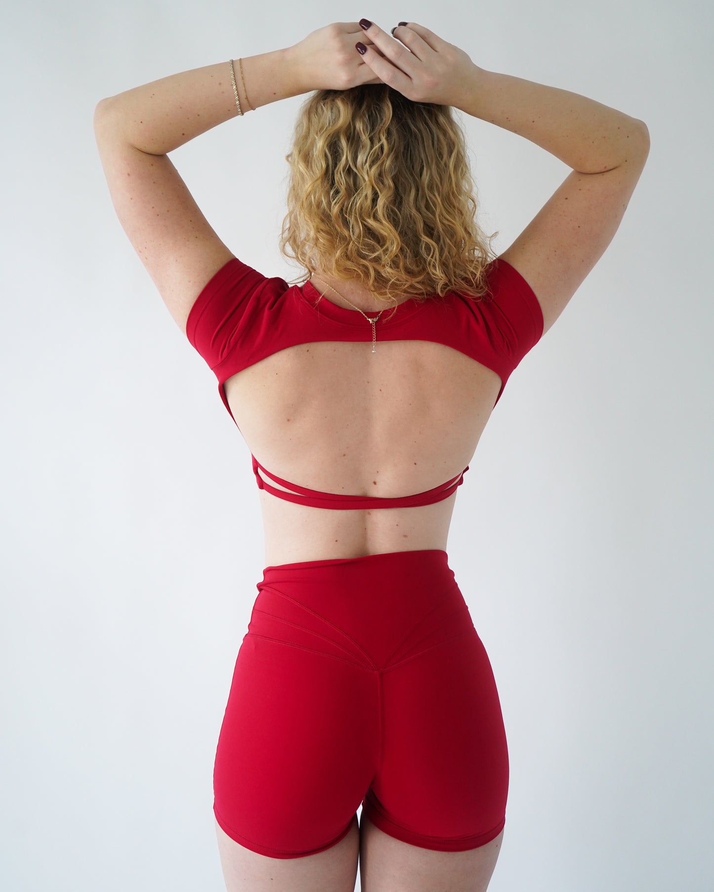 Everyday Open Back Crop Tee - Cherry