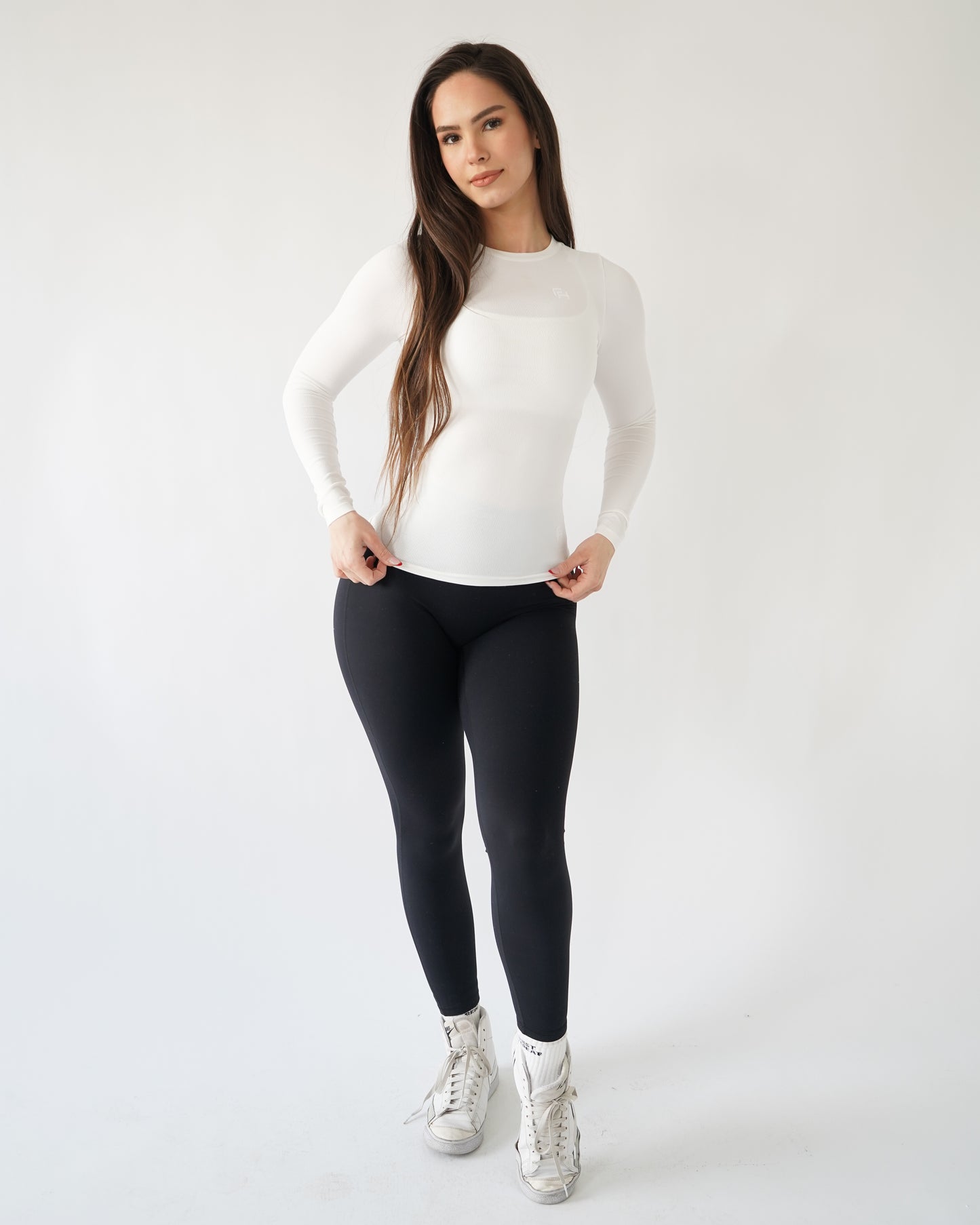 Ribbed Seamless Long Sleeve - White