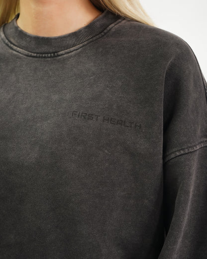 Acid Wash Crew Neck - Espresso