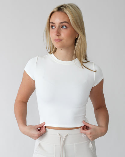 Essential Ribbed Baby Tee - White