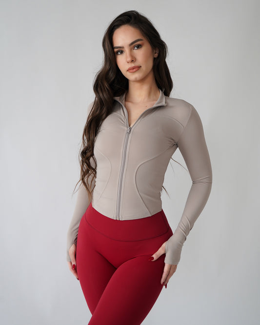 Sculpt Zip Up - Taupe