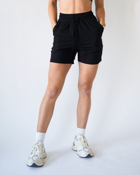 Training Ribbed Shorts 6"- Black