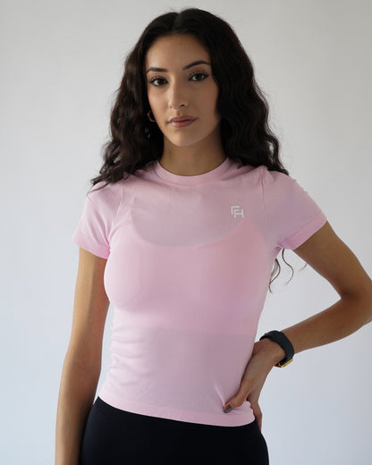 Ribbed Seamless T-Shirt- Strawberry