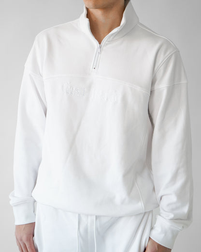 Essential Quarter Zip - White