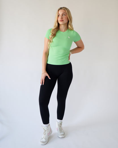 Ribbed Seamless T-Shirt- Mint