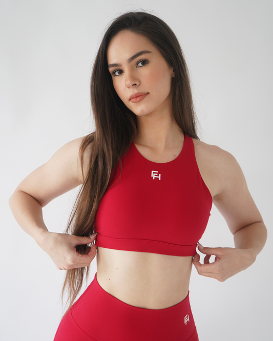 Everyday High-Neck Sports Bra - Cherry