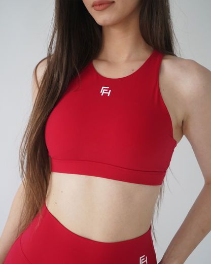 Everyday High-Neck Sports Bra - Cherry