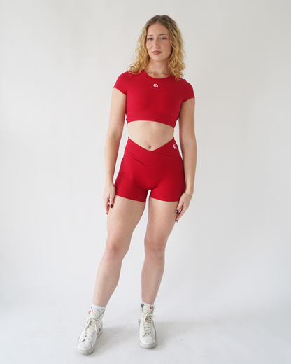 Everyday V-Waist Biker Shorts 6" - Cherry