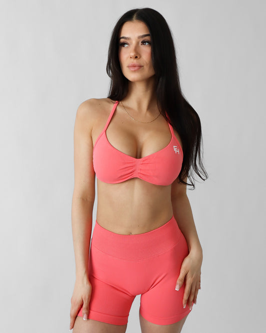 Ascend Halter Sports Bra - Grapefruit