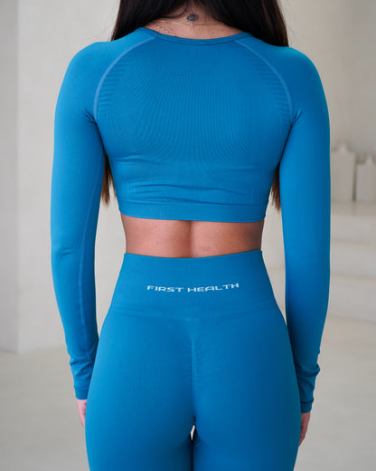 Enhance Cropped Long Sleeve - Azure