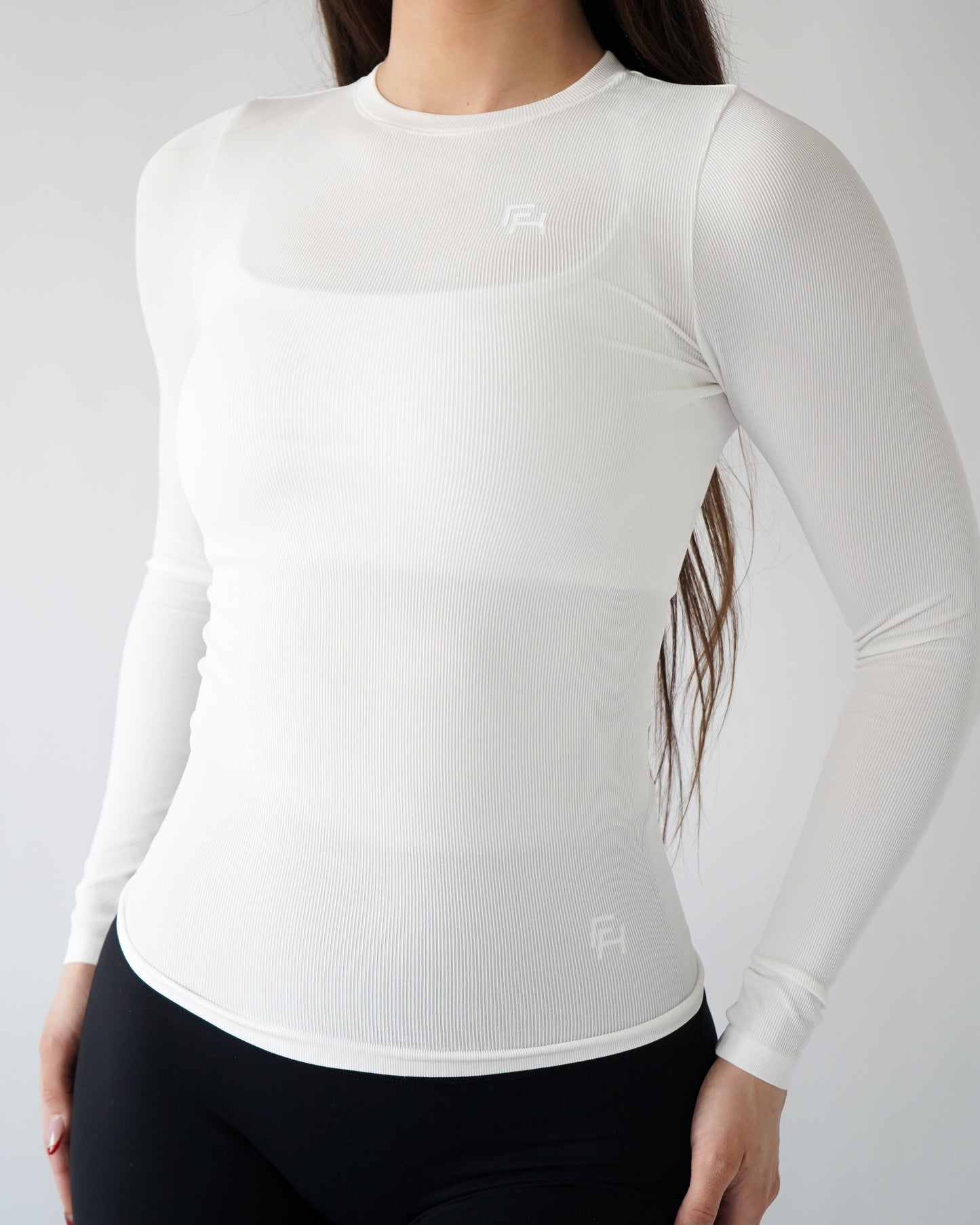 Ribbed Seamless Long Sleeve - White