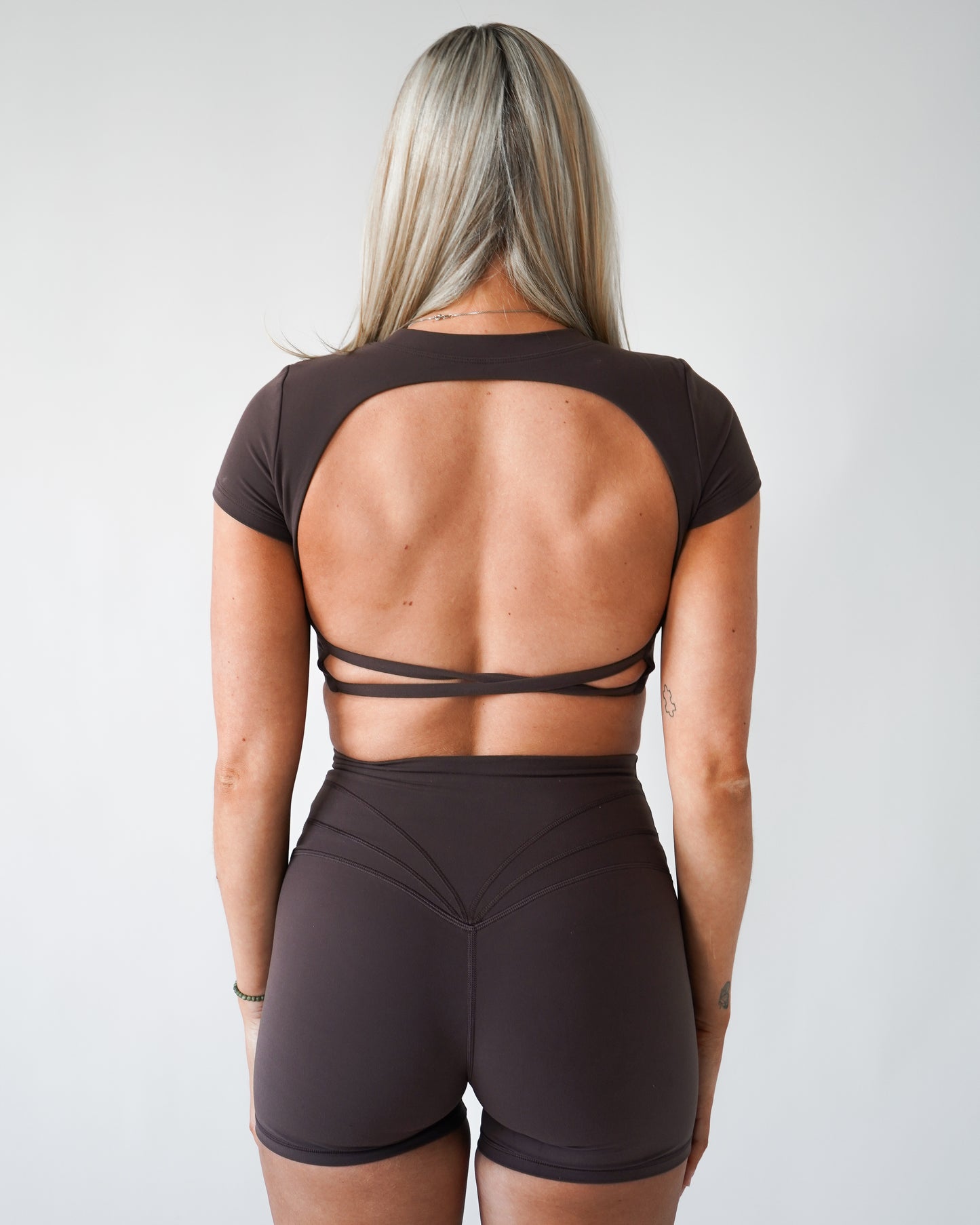 Everyday Open Back Crop Tee - Wood