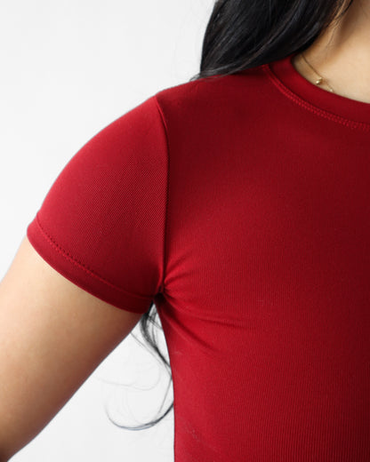 Essential Ribbed Baby Tee - Ruby