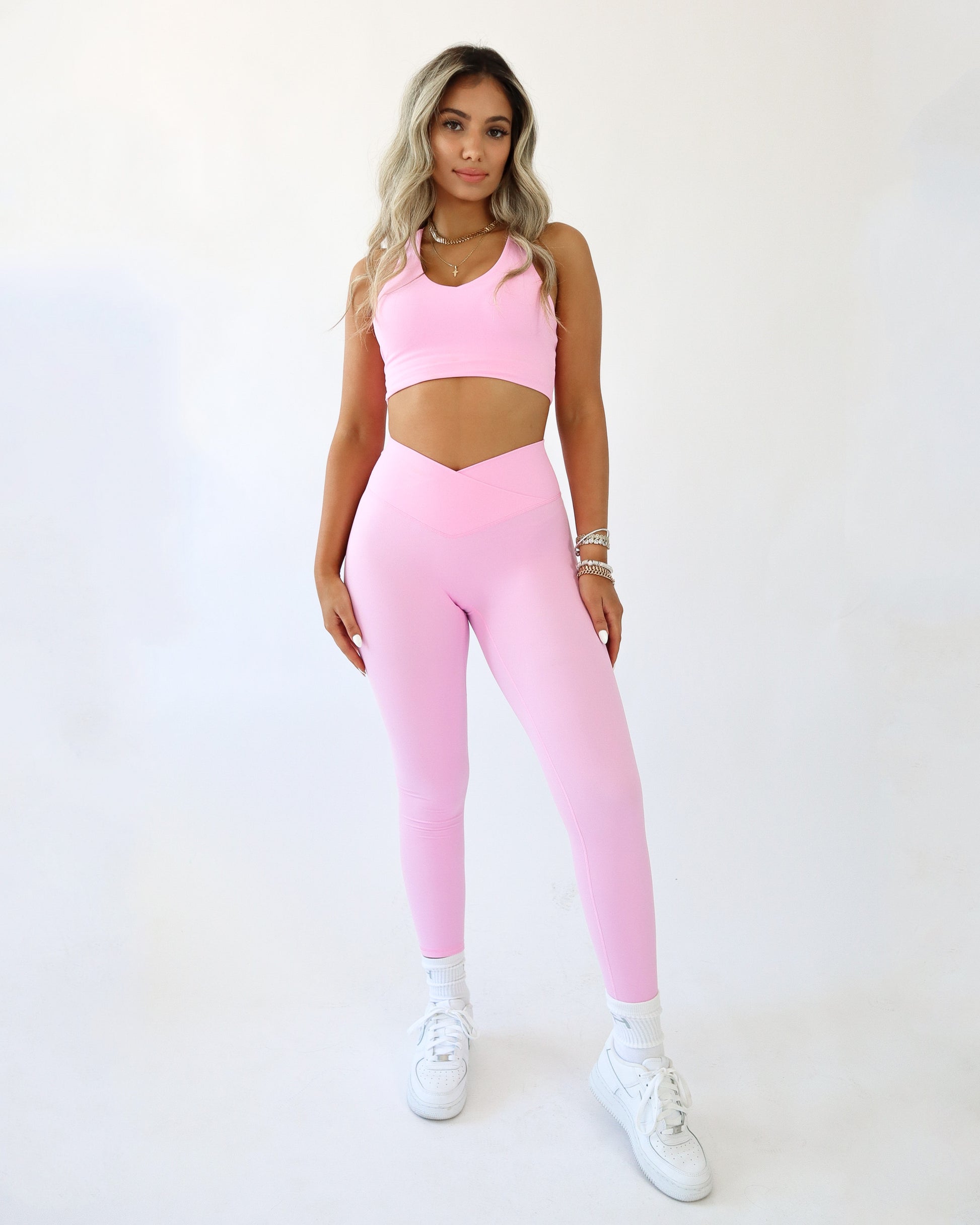 ONX Sportswear Womens Workout Leggings – High-Waisted Compression Leggins,  Light Pink, One Size/M : : Fashion